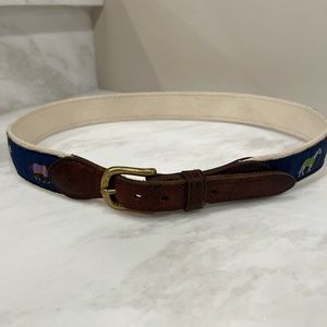 Girls Leather and Canvas Horse Belt